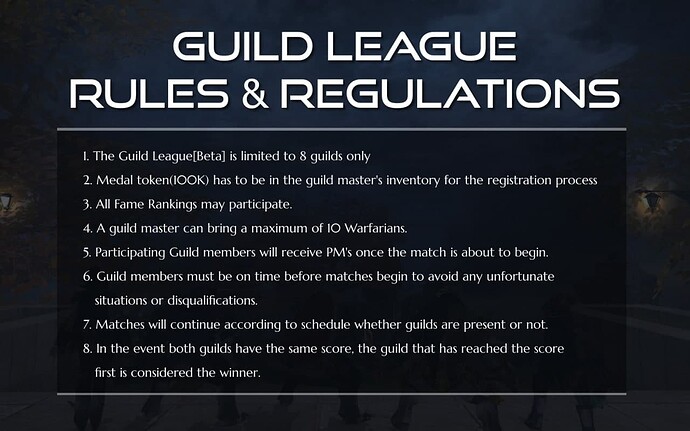 Guild League rules & regulations