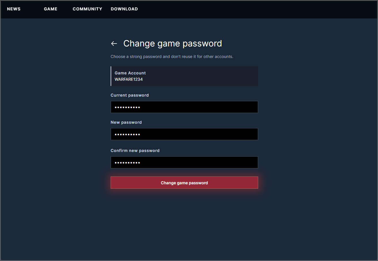 2. Change new password